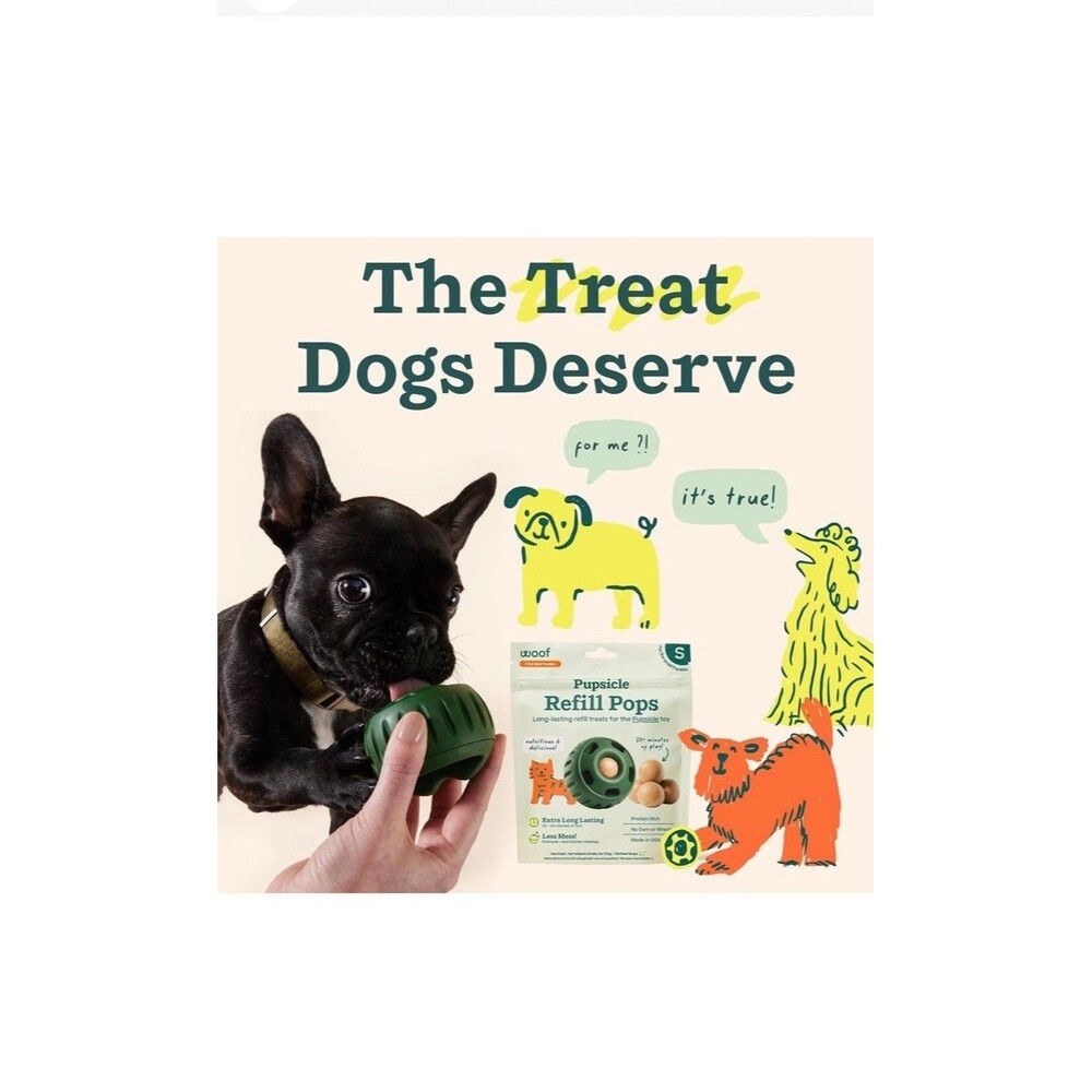 2 Packs Woof Pupsicle Refill Pops - Low-Mess Dog Snack Peanut Butter & Beef Lg - Picture 3 of 10